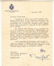LETTERA DEL RE DI AUGURI X PROF. PIERO VAVASORI FIRMA MINISTRO FALCONE LUCIFERO