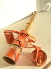 Antico telescopio nautico vintage in ottone con regalo portatile in legno mas...