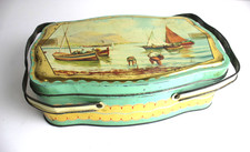 Scatola in di Latta VINTAGE DORIA Rettangolare con Manici D'epoca Biscotti