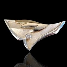 Spilla ceppo TeKa Theodor alta qualità argento 925 e oro vintage modernista