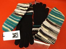 GUANTI LUNGHI MULTICOLOR NUOVI CON ETICHETTE MISSONI INVERNALI LANA MAGLIA NERA ITALIA 