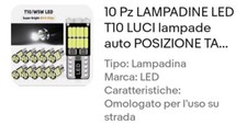 10 Pz LAMPADINE LED T10 LUCI