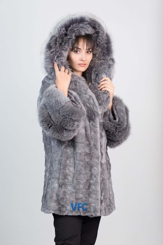 Cappotto visone grigio - visone, con