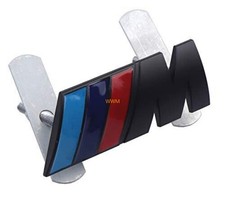 Emblema distintivo griglia radiatore per BMW anteriore cromato nero M metallo decalcomania