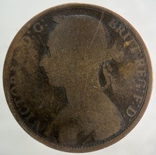 1892 Victoria One Penny Coin |