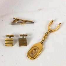 Cravatta gemelli Christian Dior accessori tono oro set 3 pezzi