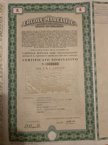 Certificato azionario ercole - certificato,