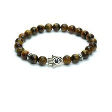 Bracciale Pietre Occhio Tigre Donna Uomo con Mano Fatima Braccialetto Elastico