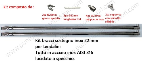 Kit bracci sostegno inox - , mm