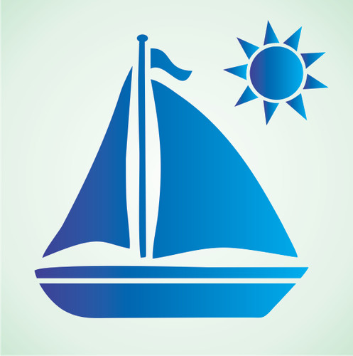 Stencil barca vela sole - barca,