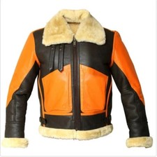 Giubbotto Uomo B3 Marrone Bomber Vera Pelle di Pecora Shearling Bicolore