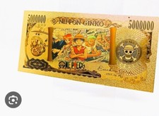 ■ banconota One Piece pirati rufi Zoro Yen Gold Banknote Clear Protector Gift