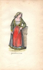 Stampa antica ISCHIA donna con