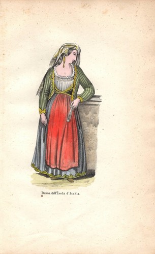 Stampa antica ischia donna - stampa,