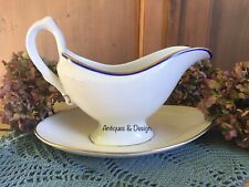 1935 Antica Salsiera Piatto Salvagoccia Porcellana Richard Ginori Filo Blu & Oro