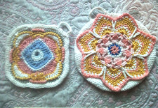 COPPIA DI PRESINE FATTE A MANO uncinetto cotone