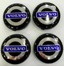 4 pezzi coprimozzo in lega ABS nero-blu per Volvo - set coprimozzo 64 mm