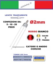 diodo led bicolore rosso/bianco o caldo 3pin catodo/anodo ø2 trasparente tower