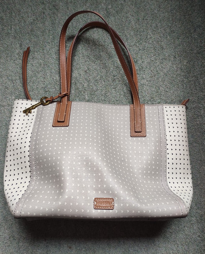 Borsa fossil grigia bianca - borsa, fossil,