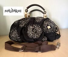 MALIPARMI borsa in tessuto antimacchia, pelle e decori in argento e pietre dure