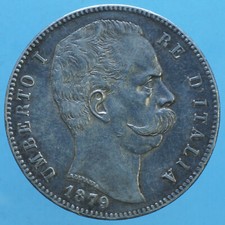 UMBERTO I 5 LIRE 1879 ROMA