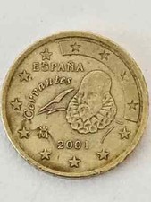 Moneta 50 centesimi Spagna annata 2001 bordo zigrinato