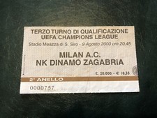 Biglietto Calcio Milan(italia)-Dinamo Zagabria(Croazia),Campions League 2000