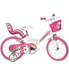 Bicicletta Bambina 16 Pollici 4 5 6 7 Anni Unicorno con Rotelle Freno Bici Bimba