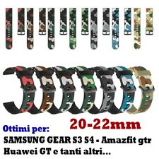 SILICONEN HORLOGEBAND COMPATIBEL SAMSUNG GEAR S3 S4 AMAZFIT 20 22 mm CAMO BLAUW 
