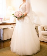 ABITO DA SPOSA BIANCO PRONOVIAS ESTIBALIZ, COLLEZIONE 2019 TAGLIA S/IT 40/EU 36