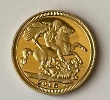 Moneta Sterlina placcata oro 2015 Elisabetta fondo specchio copia riproduzione