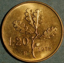 Italia 20 Lire 1972 KM# 97