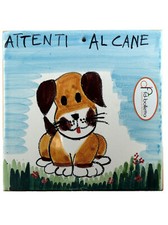 Mattonella ornamentale in ceramica attenti al cane da parete dipinta a mano ma24