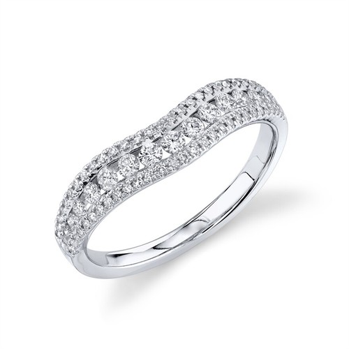 14k oro bianco diamante curvo - 14k,