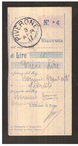 Ricevuta vaglia con timbro - con,