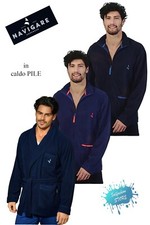 Giacca da camera vestaglia corta uomo con tasche in pile invernale NAVIGARE