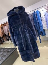 Cappotto visone nuovo taglia M blu PELLICCIA VERA NATURALE tinta unita 1109554 ORIZZONTALE