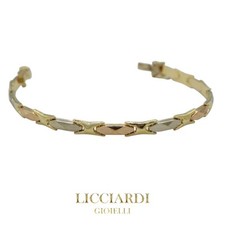 Bracciale uomo fantasia semi rigida oro tricolore 18kt