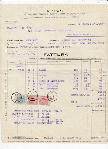 Fattura torino unica industria - torino,