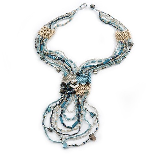 Collana nappa perle vetro