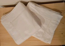 2 LENZUOLA di lino ricamate a mano-orlo giorno, singolo e matrimoniale, vintage