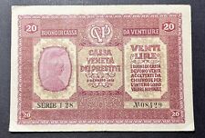 20  LIRE BUONO DI CASSA VENETA DECR 02/01/1918