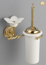 PORTA SCOPINO IN CERAMICA BIANCO E ORO DETTAGLIO FIORE