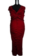 Vestito bordeaux lungo Couture stile Diva di Hollywood con drappeggi