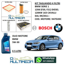 TAGLIANDO FILTRI BOSCH OLIO ORIGINALE 5W30 BMW SERIE 1 120D F20 F21 120KW 163 CV
