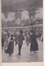 PATTINAGGIO SUL GHIACCIO cart. viagg da S. Elpidio per Scanno 1907