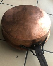 Antico grande pentolone in rame vintage con manico in ferro battuto e lavorato!