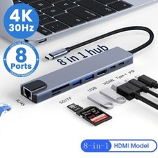 HUB USB-C 8-in-1 4K Thunderbolt 3 Docking Station MacBook Air M1 iPad Pro RJ45