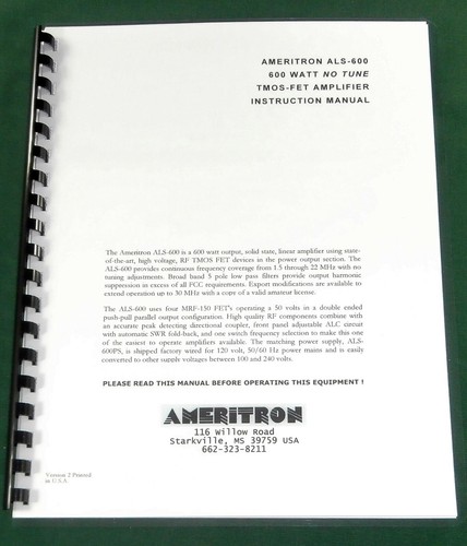 Ameritron als 600 manuale - als-600,