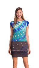 Abito Desigual Eimans multicolore blu modello all over abbigliamento artistico taglia XXL